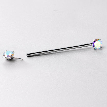 14G Aurora CZ Gem Threadless Industrial Barbell 38mm