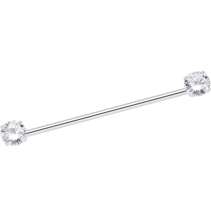 14G Clear CZ Gem Threadless Industrial Barbell 38mm