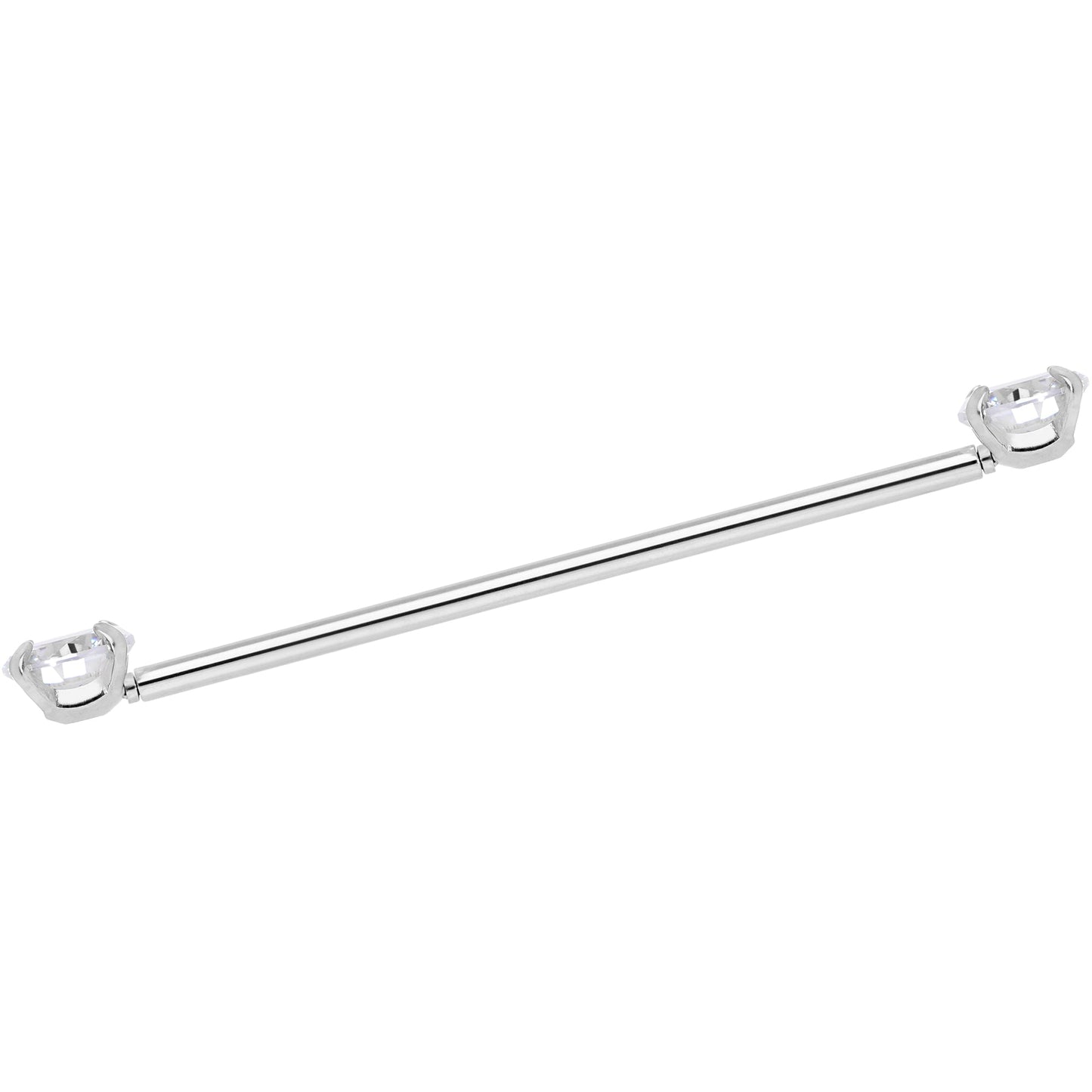14G Clear CZ Gem Threadless Industrial Barbell 38mm