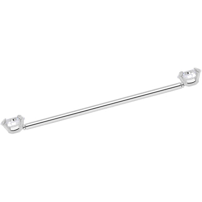 14G Clear CZ Gem Threadless Industrial Barbell 38mm