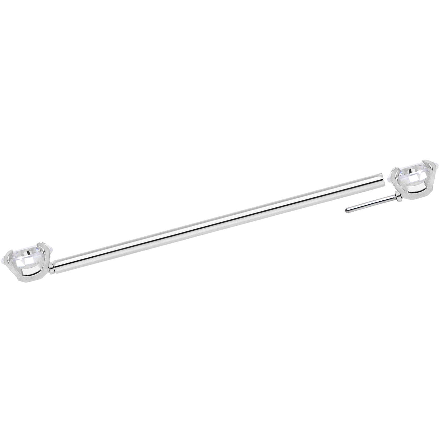 14G Clear CZ Gem Threadless Industrial Barbell 38mm