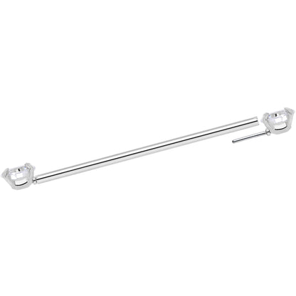 14G Clear CZ Gem Threadless Industrial Barbell 38mm