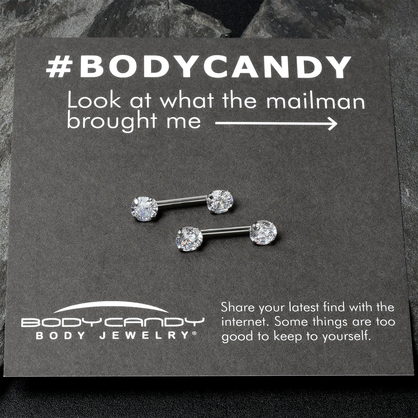 14G 1/2 Clear CZ Gem Threadless Barbell Nipple Ring Set