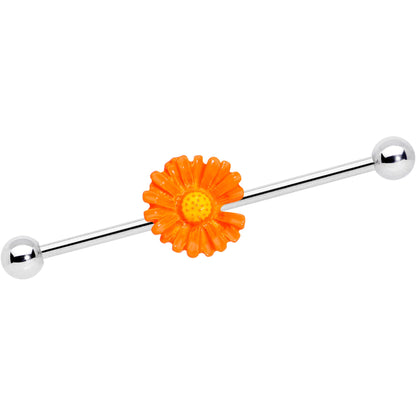 14G Orange Daisy Industrial Barbell 38mm