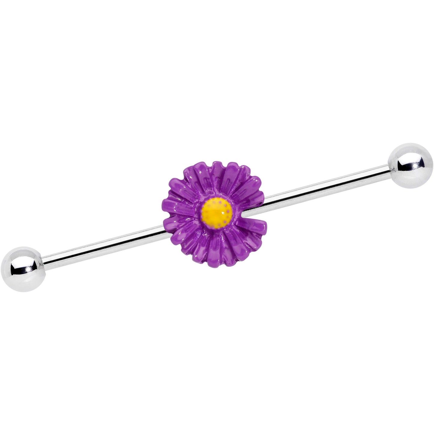 14G Purple Daisy Industrial Barbell 38mm