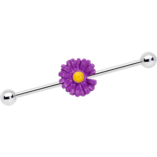 14G Purple Daisy Industrial Barbell 38mm