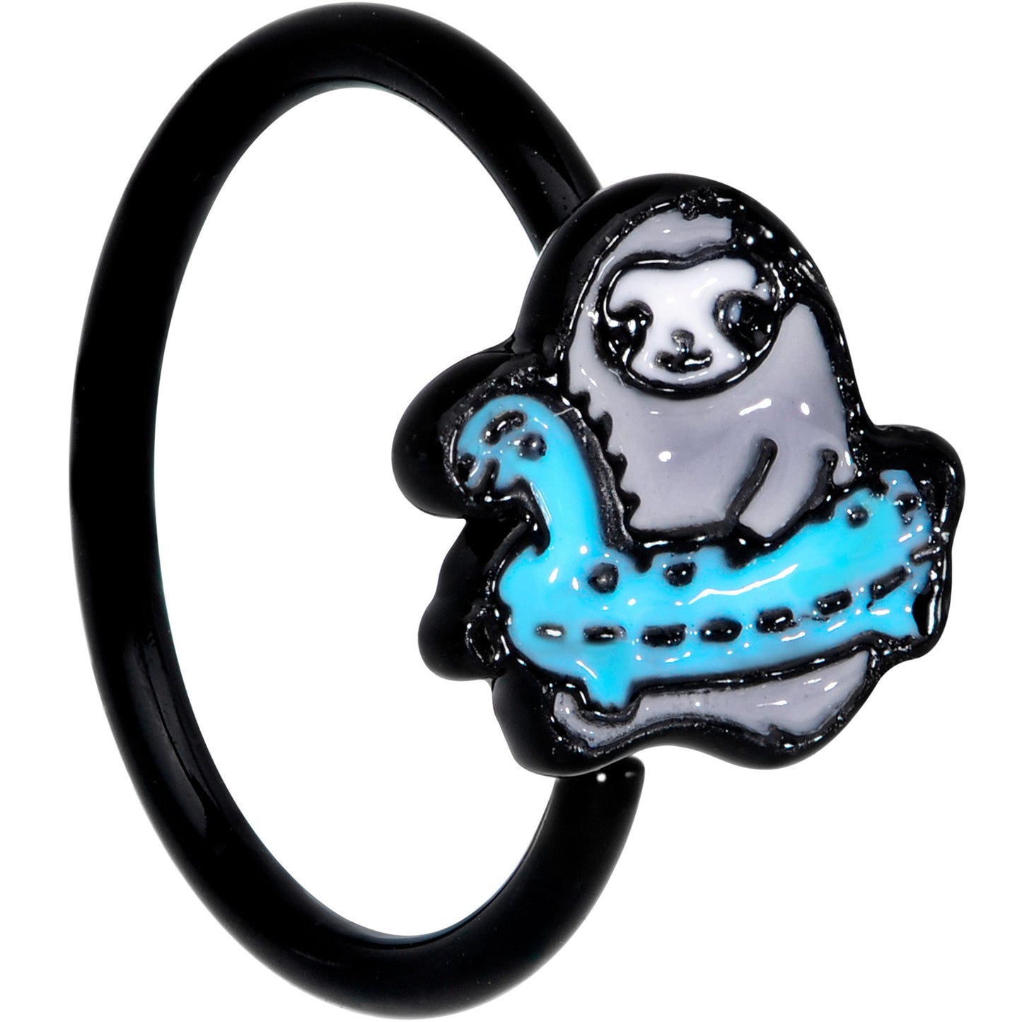 18G 3/8 Black Swimming Sloth Nose Hoop