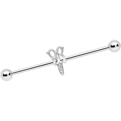 14G Clear Gem Elegant Scissors Industrial Barbell 38mm
