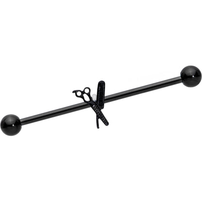 14G Black Scissors Comb Industrial Barbell 38mm