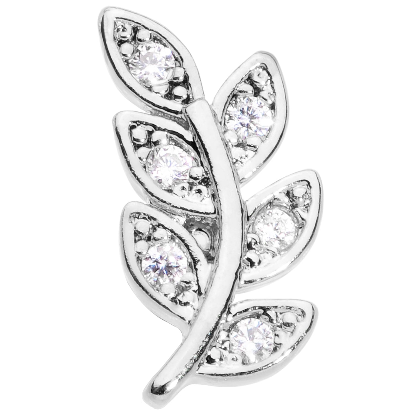 16G 5/16 Color CZ Gem Leaf Internally Threaded Labret Tragus