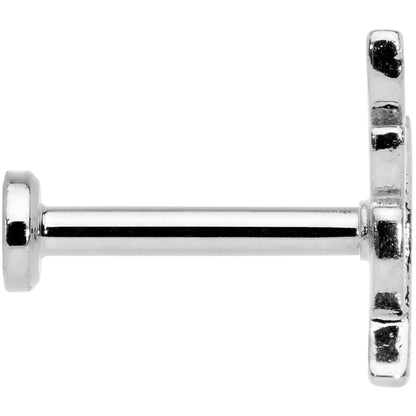 16G 5/16 Color CZ Gem Leaf Internally Threaded Labret Tragus