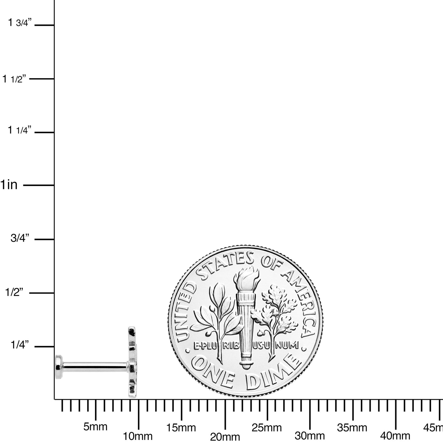 16G 5/16 Color CZ Gem Leaf Internally Threaded Labret Tragus