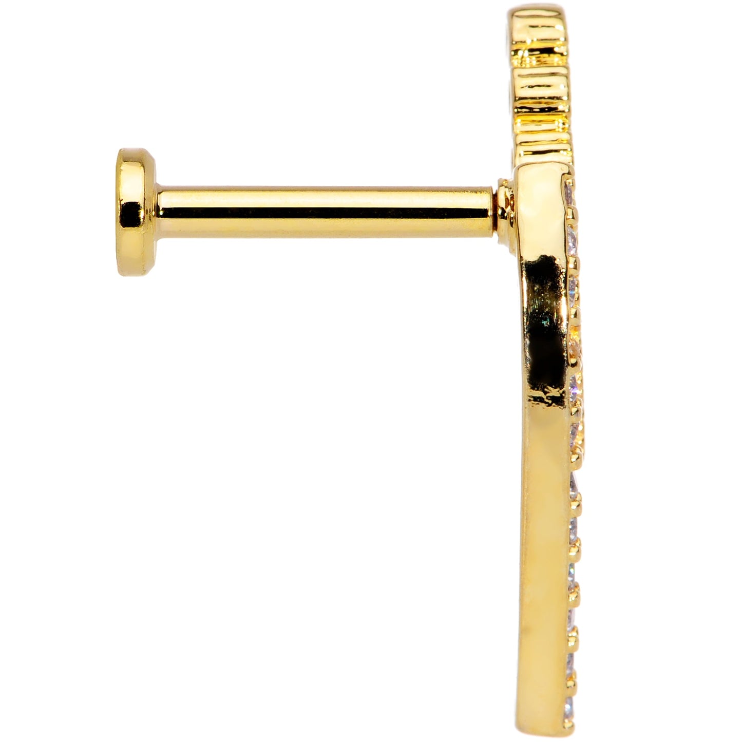 16G 5/16 Clear CZ Gem Gold Tone Curve Internal Thread Labret