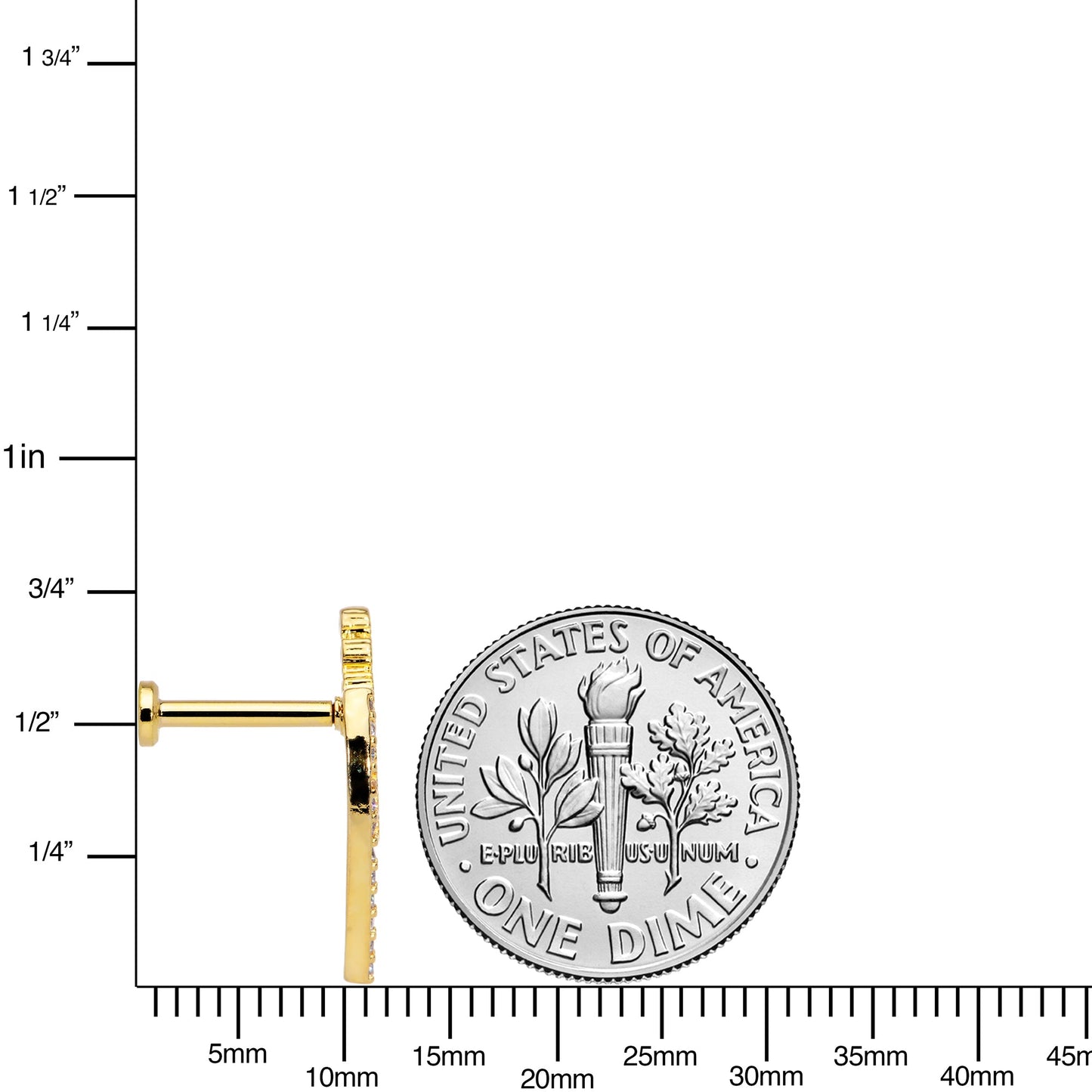 16G 5/16 Clear CZ Gem Gold Tone Curve Internal Thread Labret