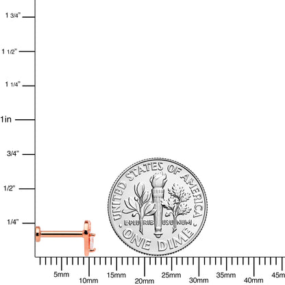 16G 5/16 Clear CZ Gem Rose Gold Hue Heart Internal Thread Labret