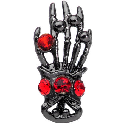 16G 1/4 Red Gem Black Skeleton Hand Halloween Cartilage Tragus