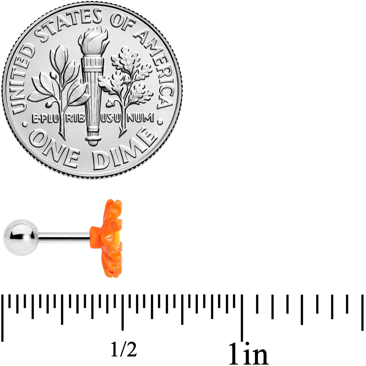 16G 1/4 Orange Daisy Flower Cartilage Tragus Earring