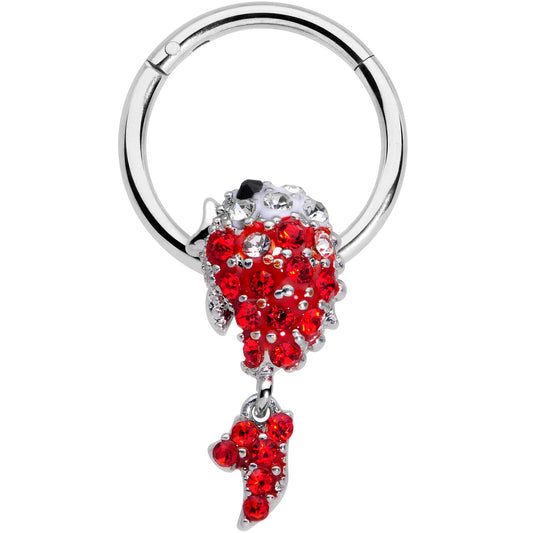 16G 3/8 Red Gem Sweet Fish Dangle BCR Captive Bead Ring