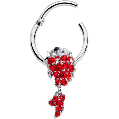 16G 3/8 Red Gem Sweet Fish Dangle BCR Captive Bead Ring