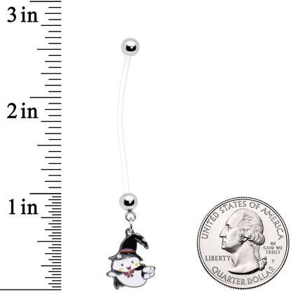 Clear Bioplast Witchy Ghost Halloween Dangle Pregnancy Belly Ring