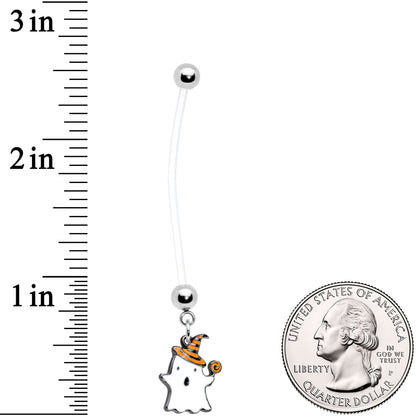 Clear Bioplast Lollipop Ghost Halloween Dangle Pregnancy Belly Ring