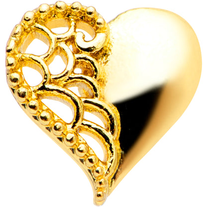 16G 1/4 Clear Gem Gold Tone Angel Wing Heart Cartilage Tragus