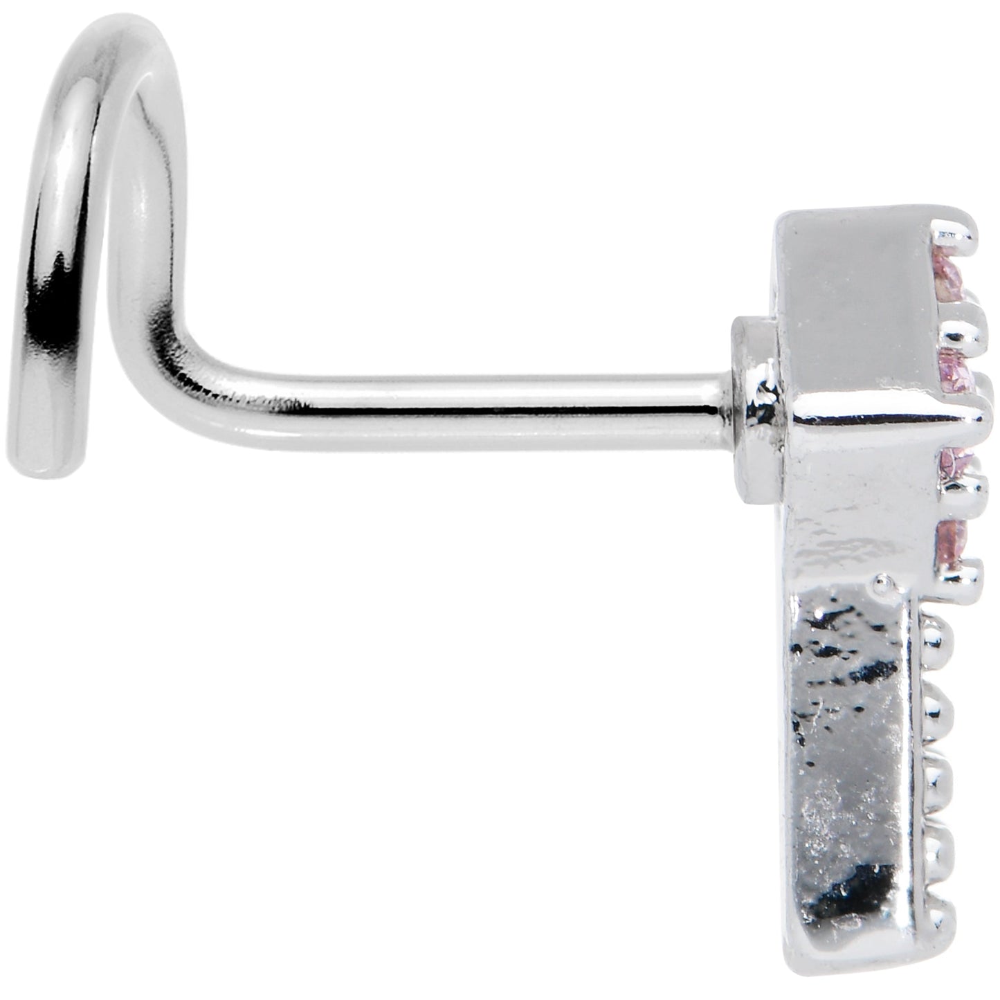 20G 7mm Pink Gem Open Key Left Nose Screw