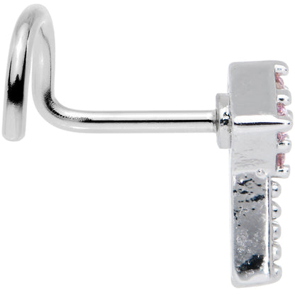 20G 7mm Pink Gem Open Key Left Nose Screw