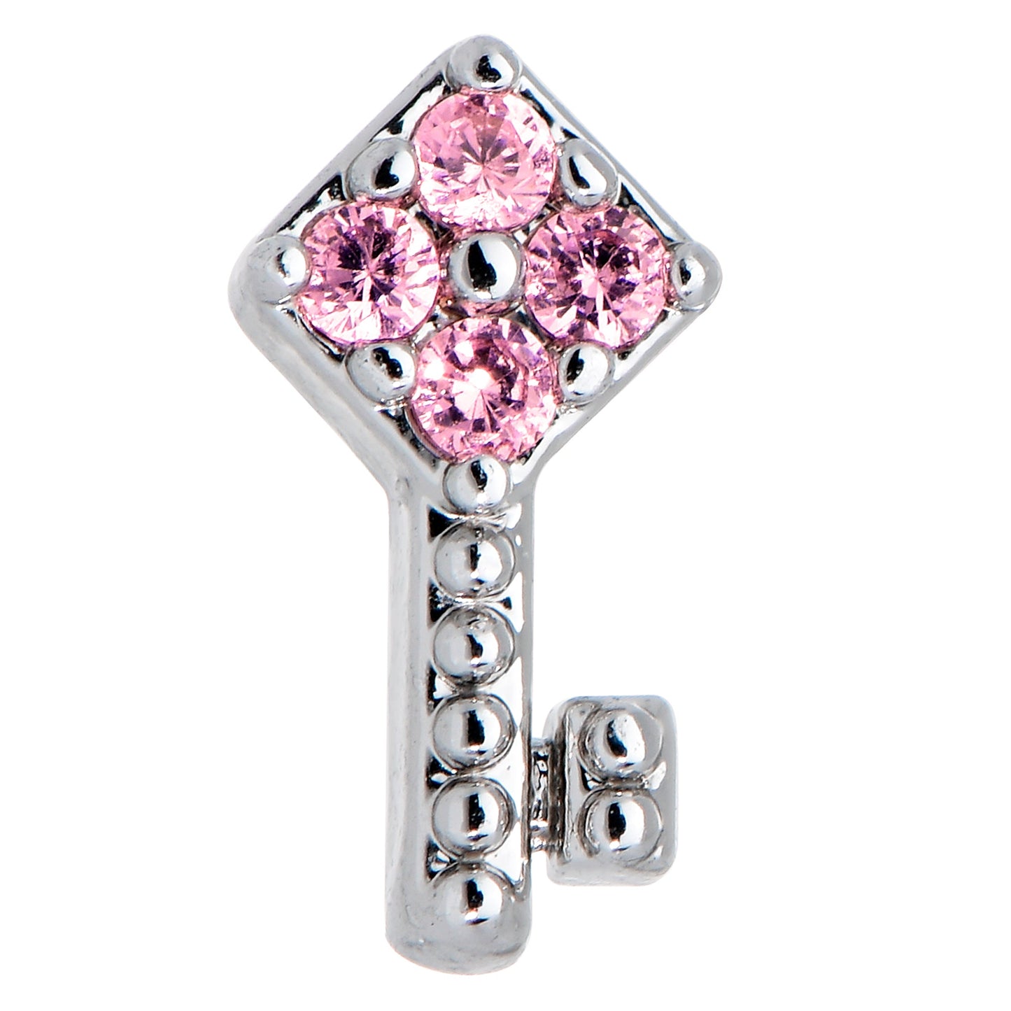 20G 7mm Pink Gem Open Key Left Nose Screw