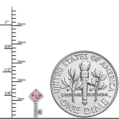 20G 7mm Pink Gem Open Key Left Nose Screw