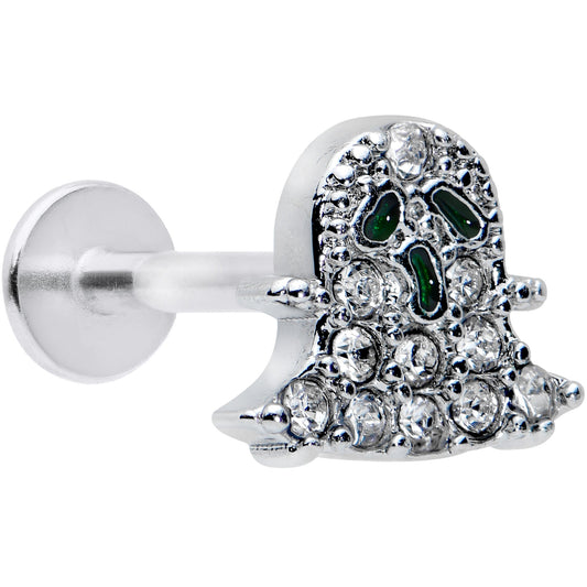 16G 5/16 Clear Gem Scary Ghost Halloween Labret Monroe Tragus