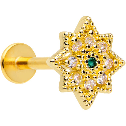 16G 1/4 Green Gem Gold Tone Evening Star Labret Monroe Tragus