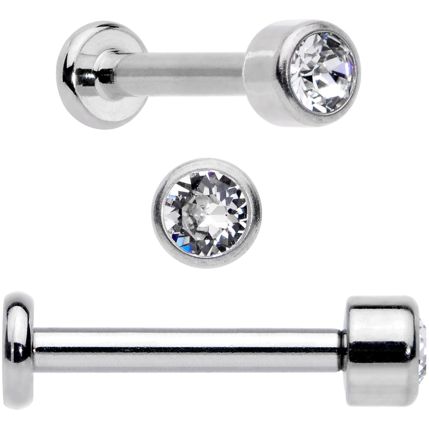 16G 5/16 Clear Gem Grade 23 Titanium Internally Threaded Labret
