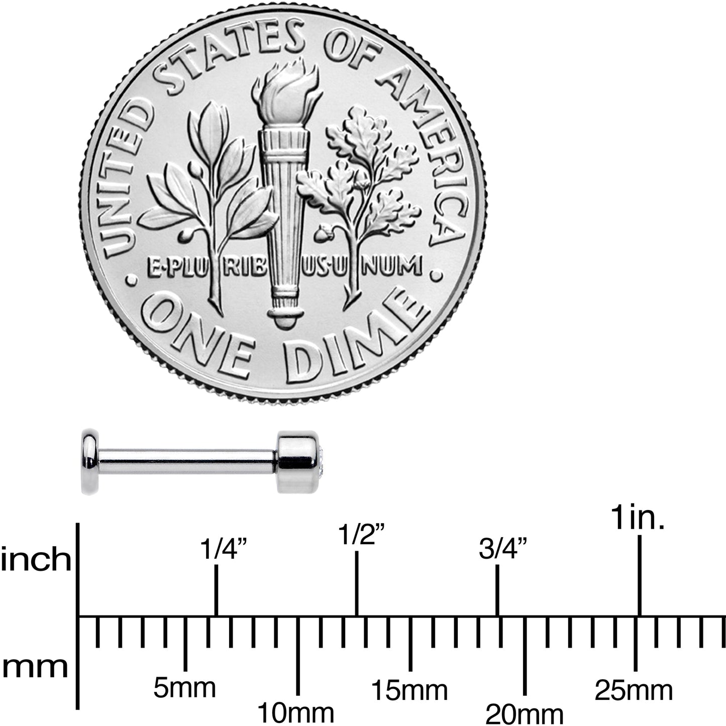 16G 5/16 Clear Gem Grade 23 Titanium Internally Threaded Labret