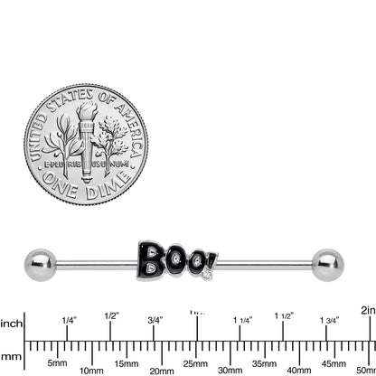 14G Clear Gem Black Boo Halloween Industrial Barbell 38mm