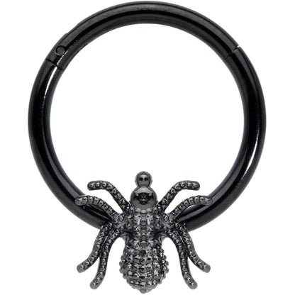 16G 3/8 Black Creepy Insect Halloween Hinged Segment Ring