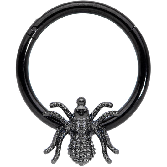 16G 3/8 Black Creepy Insect Halloween Hinged Segment Ring