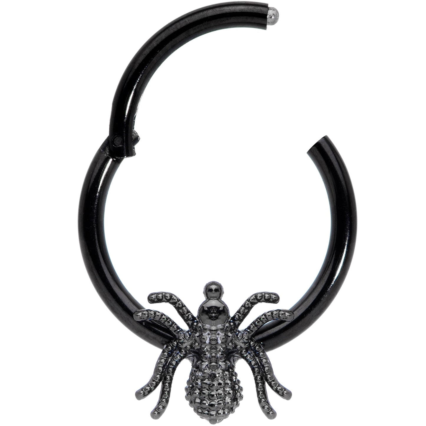 16G 3/8 Black Creepy Insect Halloween Hinged Segment Ring