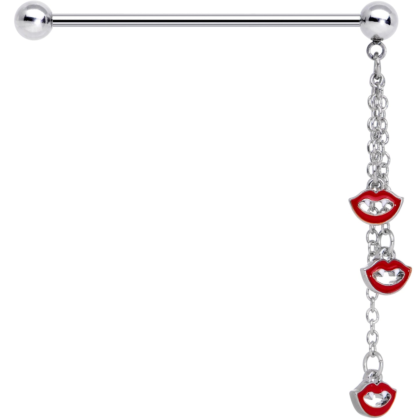 14G Vampire Fangs Halloween Dangle Industrial Barbell 38mm