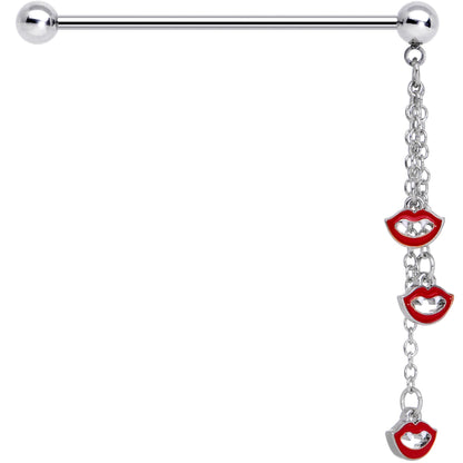 14G Vampire Fangs Halloween Dangle Industrial Barbell 38mm