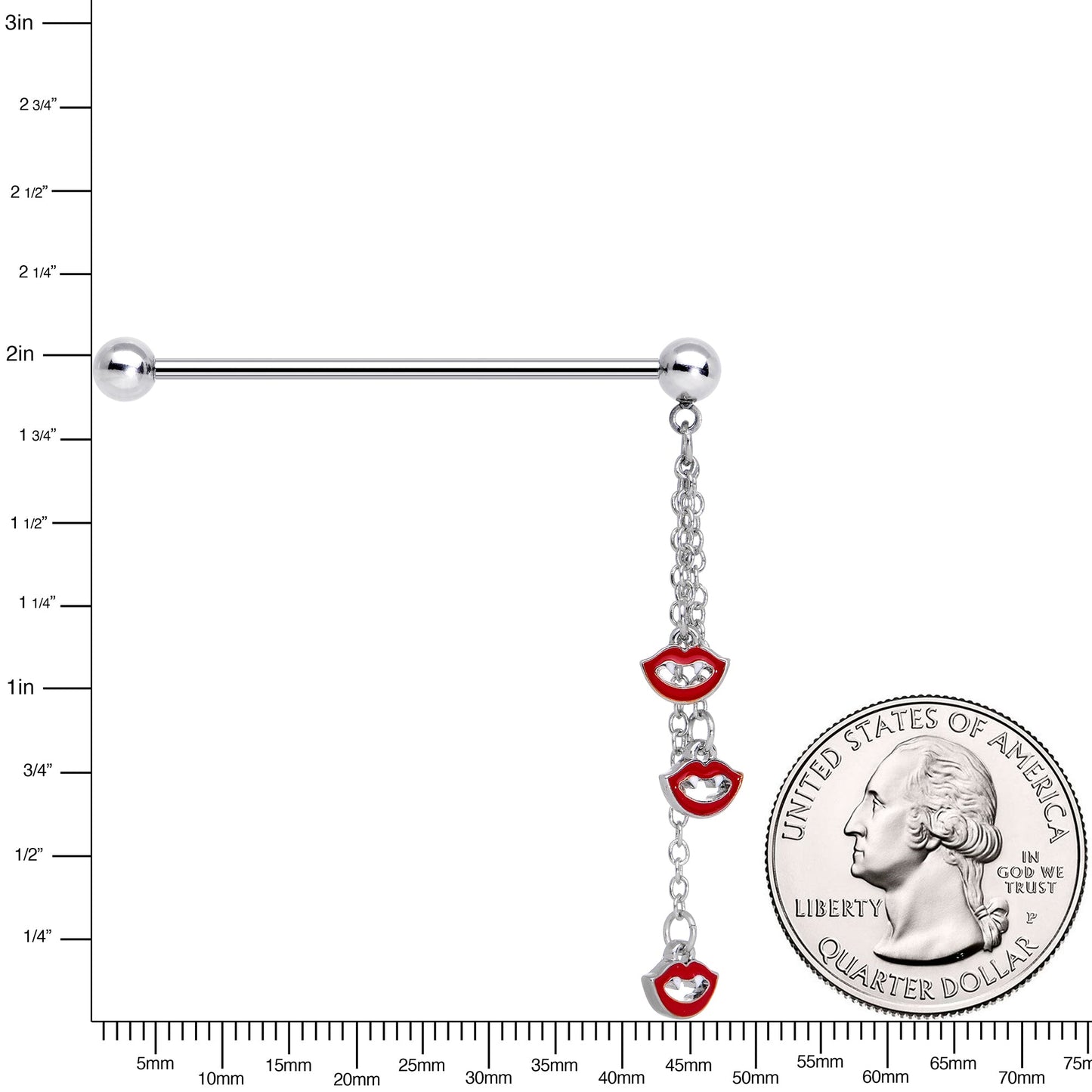 14G Vampire Fangs Halloween Dangle Industrial Barbell 38mm