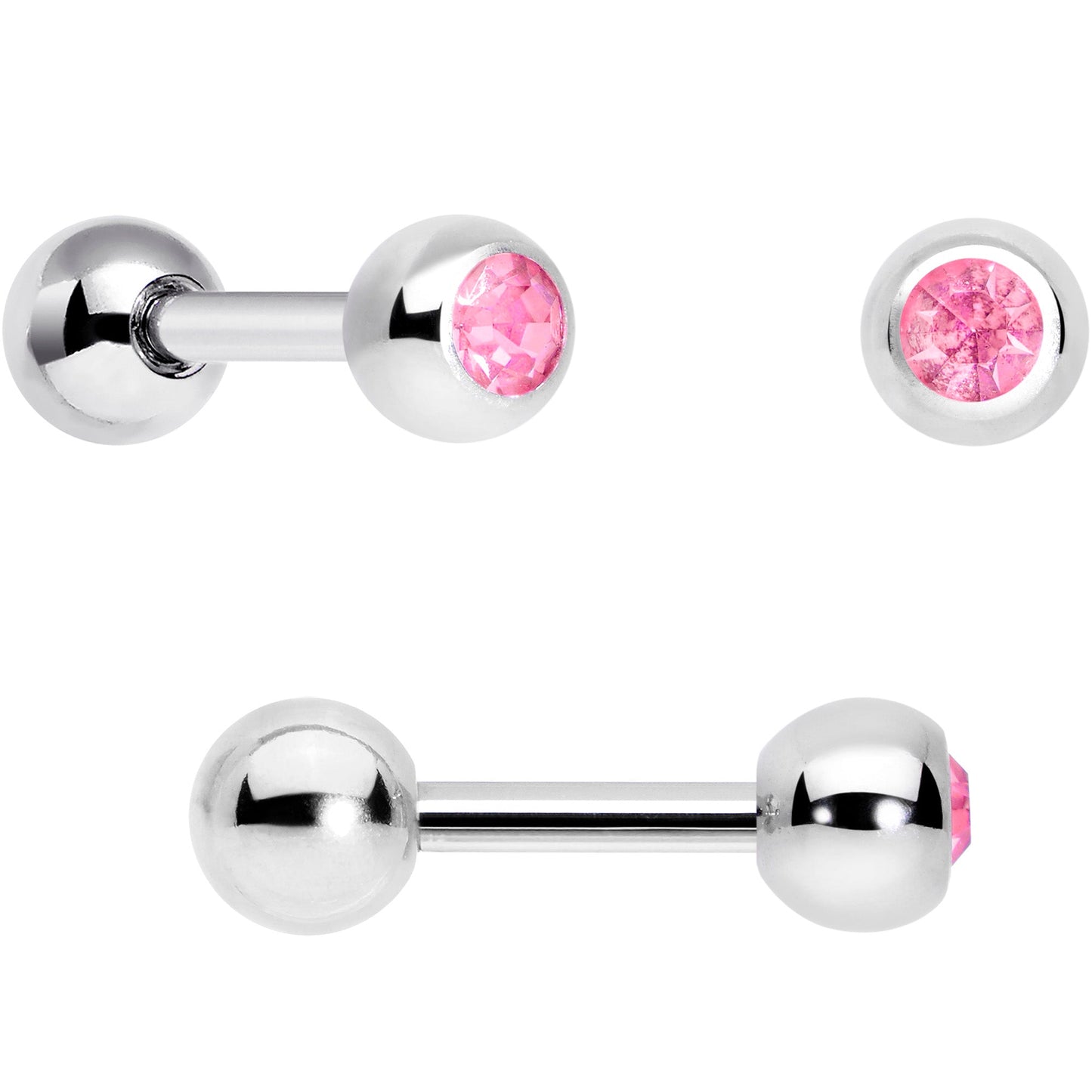 16G 1/4 Pink Aurora Gem Flower Cartilage Tragus Earring Set of 3