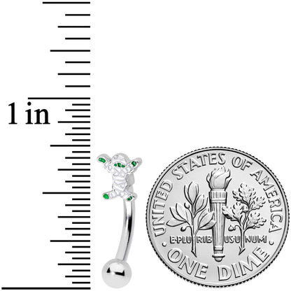 14G 5/16 Green Mummy Halloween Curved Eyebrow Ring