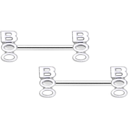 14G 9/16 White Boo Halloween Barbell Nipple Ring Set