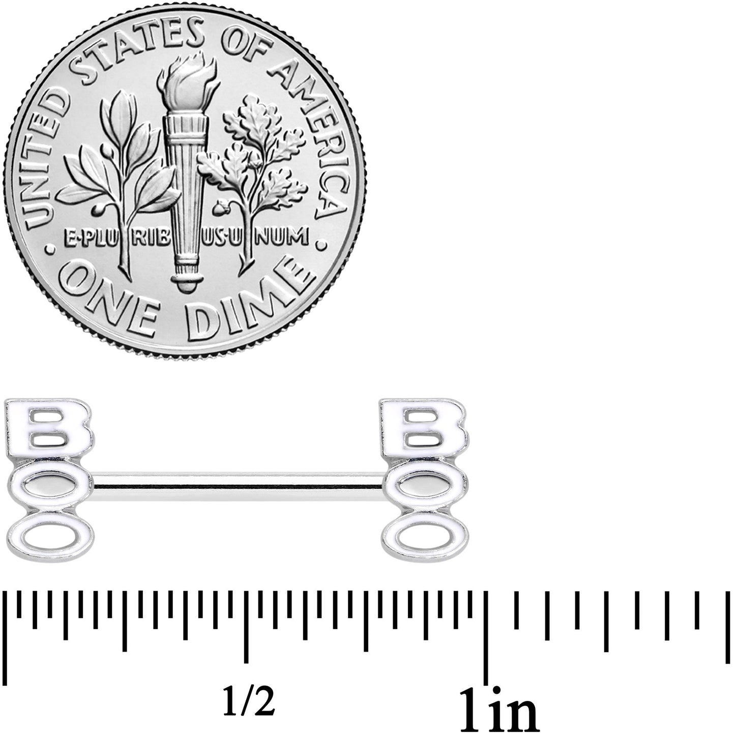 14G 9/16 White Boo Halloween Barbell Nipple Ring Set