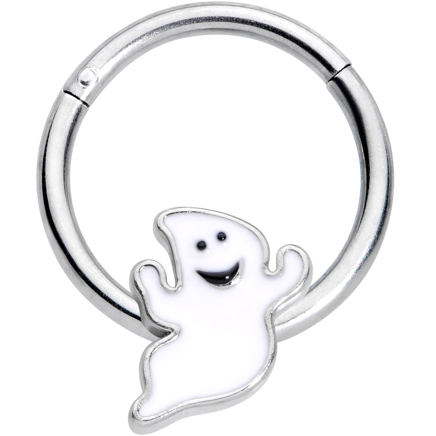 16G 3/8 Happy Ghost Halloween Hinged Segment Ring