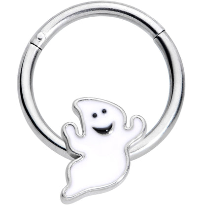 16G 3/8 Happy Ghost Halloween Hinged Segment Ring