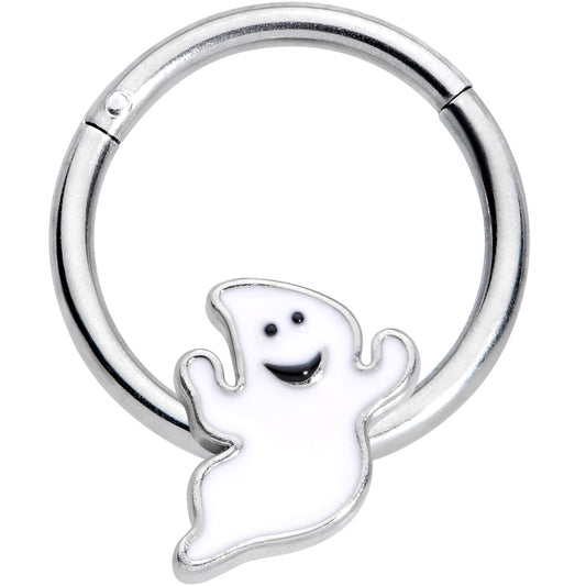 16G 3/8 Happy Ghost Halloween Hinged Segment Ring
