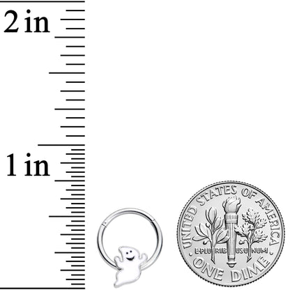 16G 3/8 Happy Ghost Halloween Hinged Segment Ring