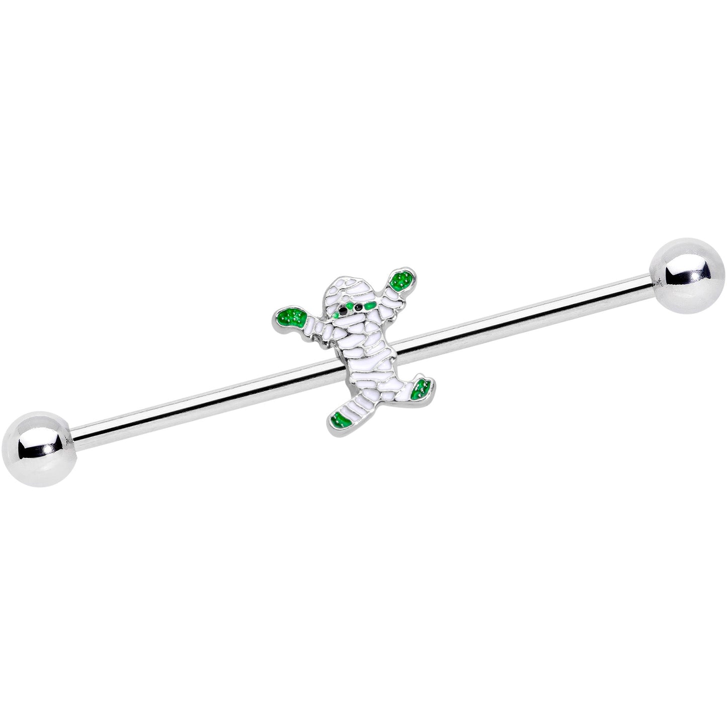 14G Green Mummy Halloween Industrial Barbell 38mm